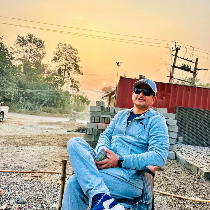 Punar Adhikari at a Puru Construction field site